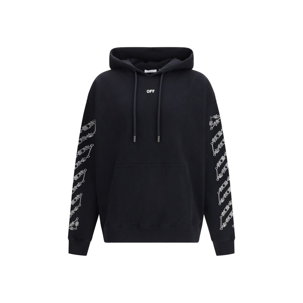 Off-White Black Cotton Sweatshirt - The Chain Araldic Arrow Skate Hoodie