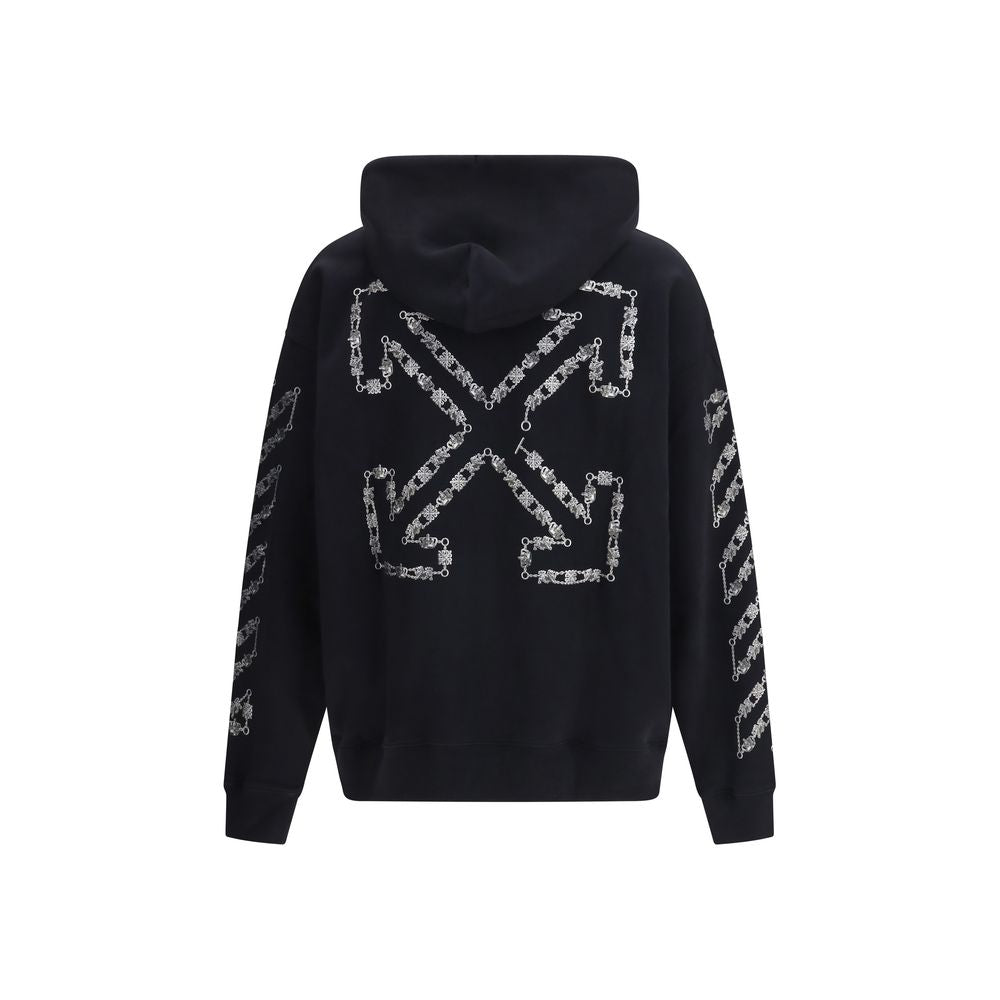 Off-White Black Cotton Sweatshirt - The Chain Araldic Arrow Skate Hoodie