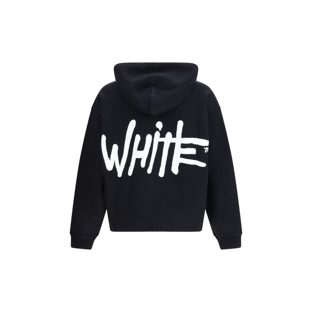 Off-White Black Cotton Sweatshirt: Shared Spray Hoodie