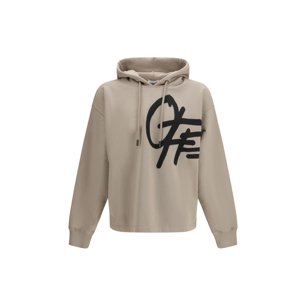 Off-White Beige Cotton Sweatshirt - Spray Logo Skate Hoodie