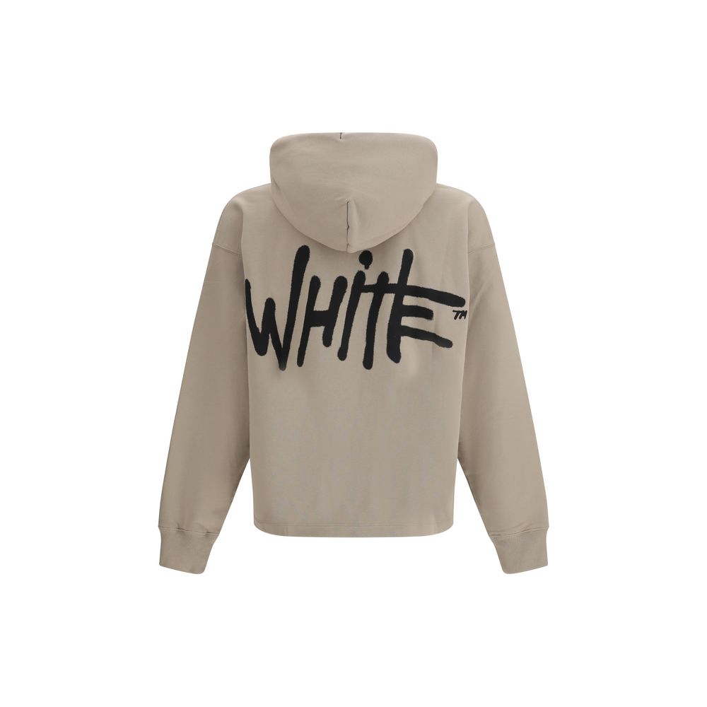 Off-White Beige Cotton Sweatshirt - Spray Logo Skate Hoodie