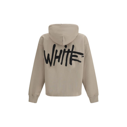 Off-White Beige Cotton Sweatshirt - Spray Logo Skate Hoodie