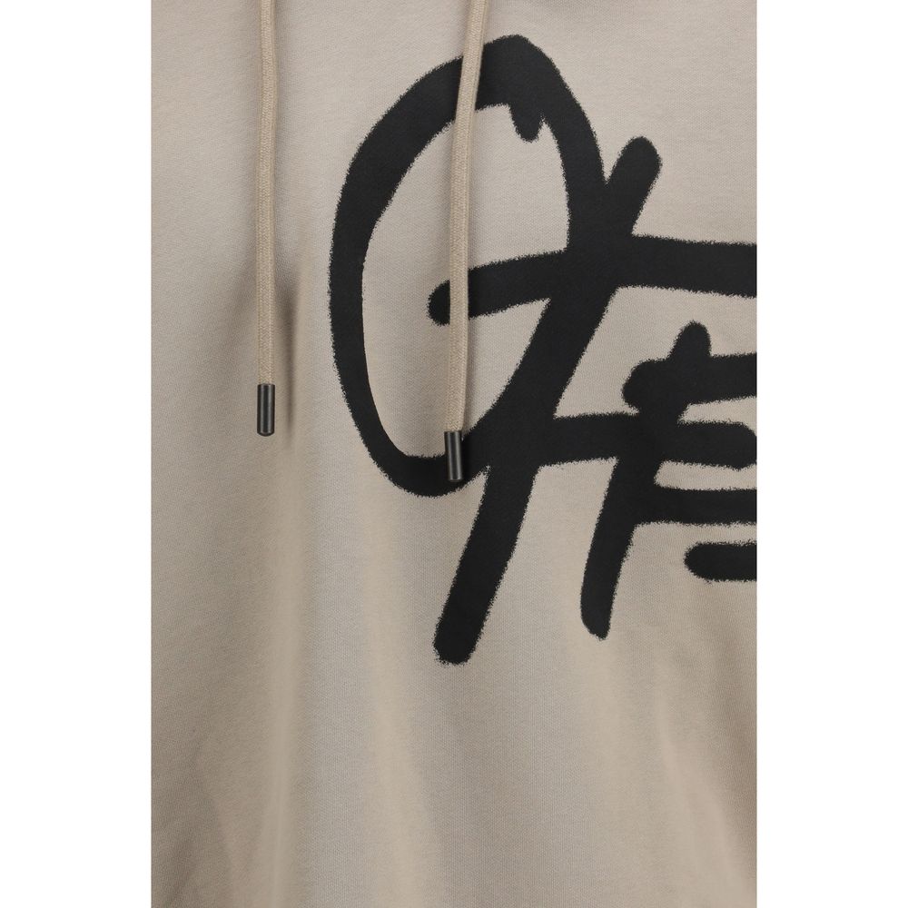 Off-White Beige Cotton Sweatshirt - Spray Logo Skate Hoodie