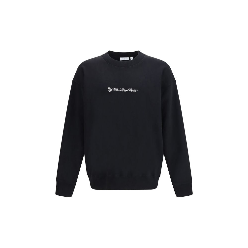 Off-White Black Cotton Sweatshirt - Script Arrow Crewneck