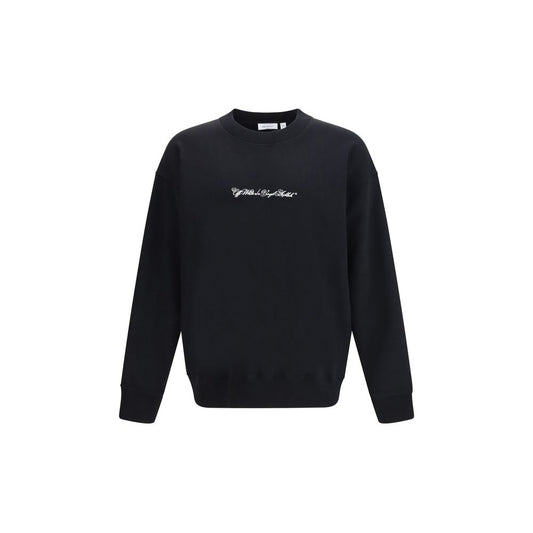 Off-White Black Cotton Sweatshirt - Script Arrow Crewneck