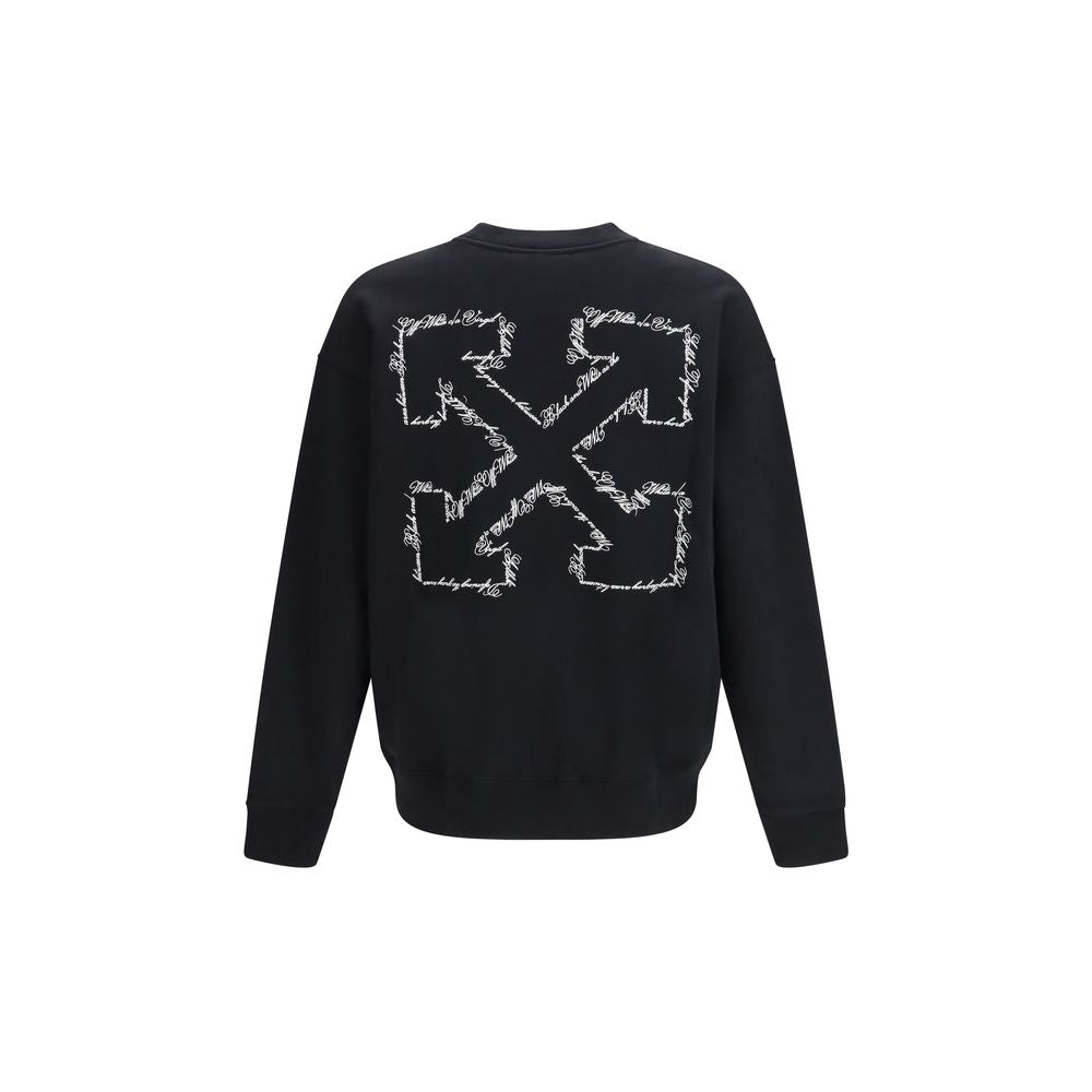 Off-White Black Cotton Sweatshirt - Script Arrow Crewneck
