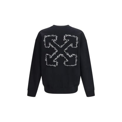 Off-White Black Cotton Sweatshirt - Script Arrow Crewneck
