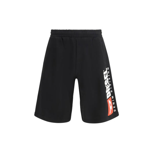 Diesel Black Cotton Bermuda Shorts - P-Crow-Div Track Shorts