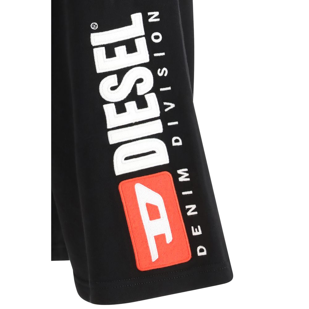 Diesel Black Cotton Bermuda Shorts - P-Crow-Div Track Shorts