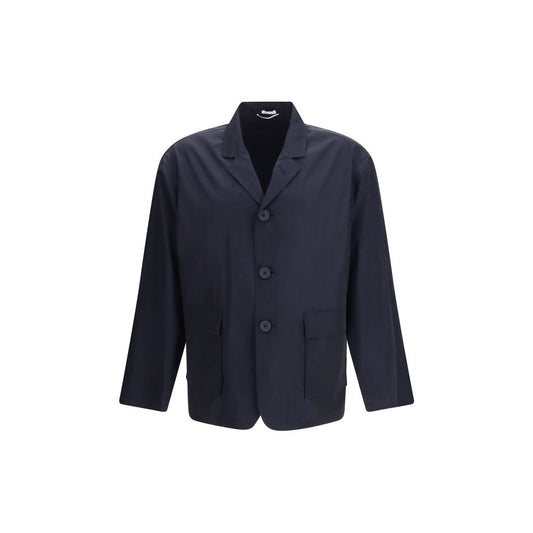 Thom Browne Blue Polyester Packable Logo Print Jacket