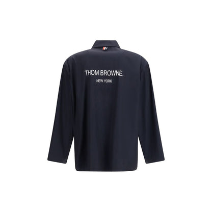 Thom Browne Blue Polyester Packable Logo Print Jacket