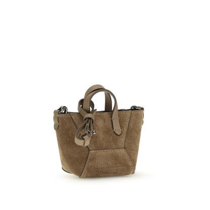 Brunello Cucinelli Brown Calf Leather Bos Taurus Shoulder Bag
