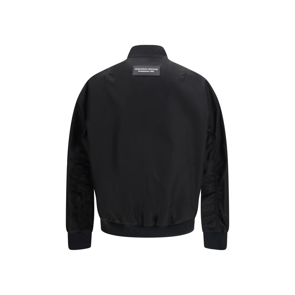 Dsquared² Black Polyamide Bomber Jacket