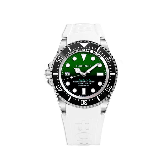 Bobroff Men's Sport Watch, Grey Silicone Strap, Green Dial