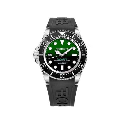Bobroff Men's Sport Watch - Automatic, Black Rubber, 100ATM