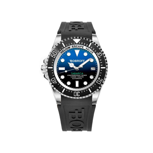 Bobroff Men's Sport Watch, Black Silicone, Grey Stainless Steel
