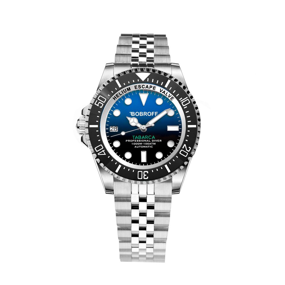 Bobroff Men's Silver Stainless Steel Sport Watch with Blue Dial