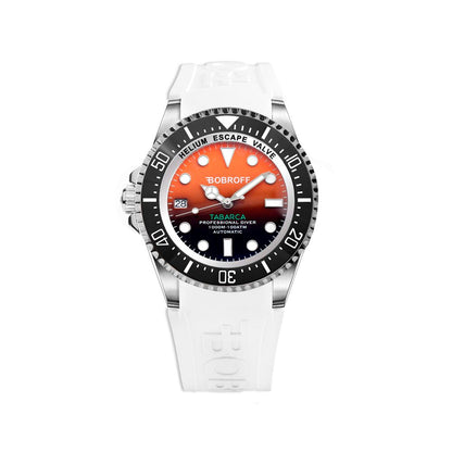 Bobroff Men’s Sport Watch, Rubber Strap, White, 100ATM