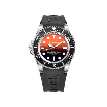 Bobroff Men's Automatic Sport Watch, Black Rubber Strap