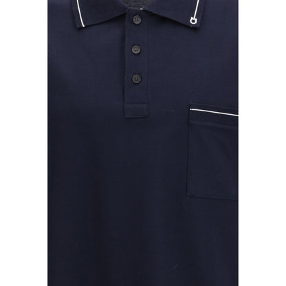 Ferragamo Gancini Blue Cotton Polo Shirt