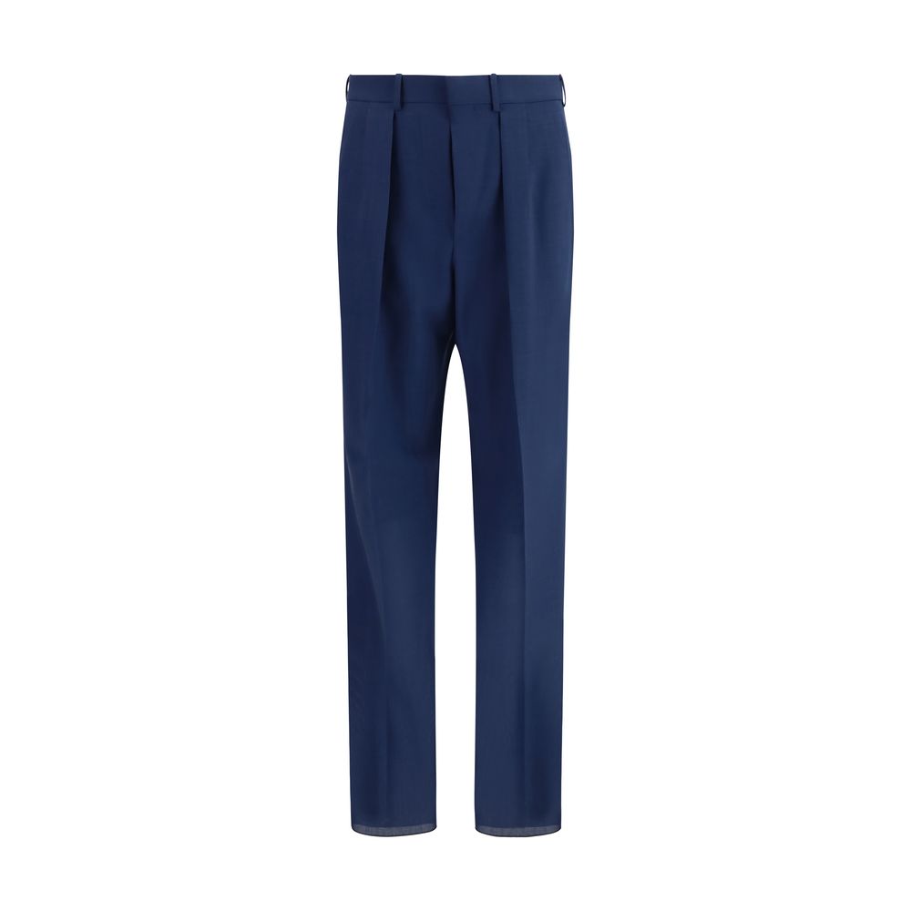 Tom Ford Blue Pleated Wool Dress Pants
