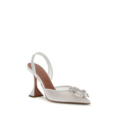 Amina Muaddi Begum White Polyester Platform Pumps
