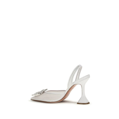 Amina Muaddi Begum White Polyester Platform Pumps