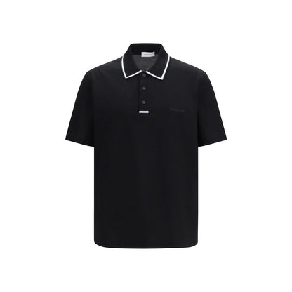 Ferragamo Black Cotton Polo Shirt with Stripe Detail