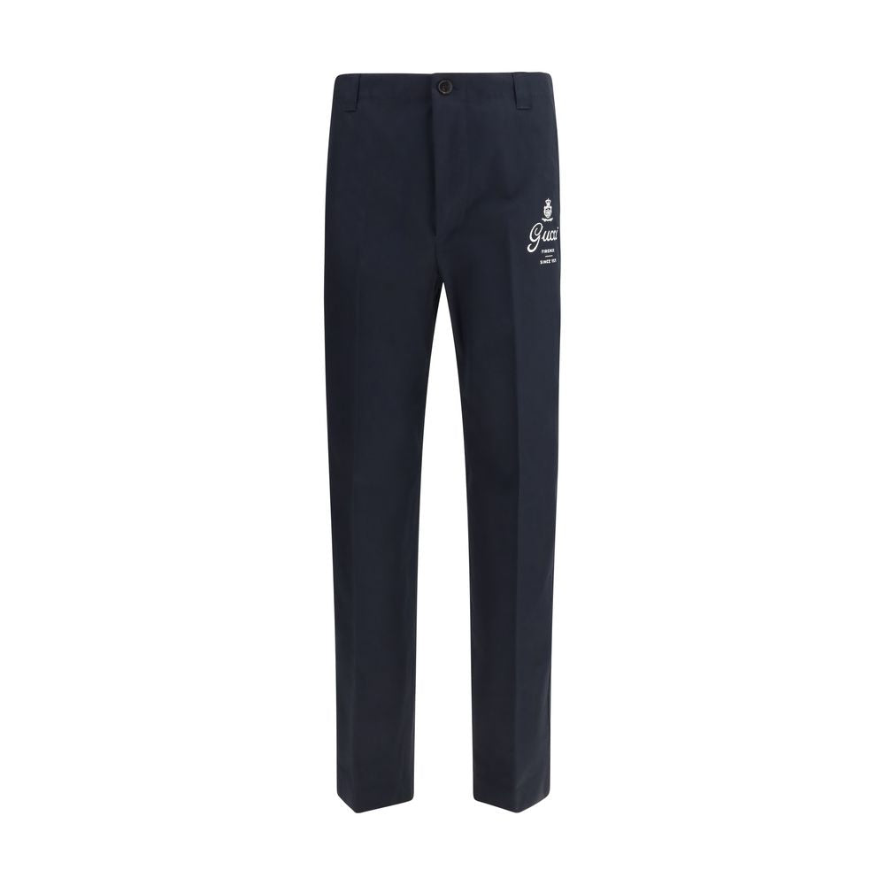 Gucci Blue Cotton Twill Pants: Contemporary Elegance Redefined