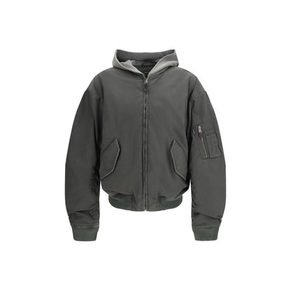 Balenciaga Gray Cotton Standard Hooded Bomber Jacket