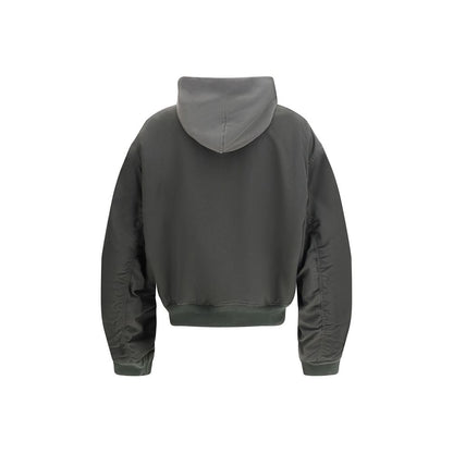 Balenciaga Gray Cotton Standard Hooded Bomber Jacket