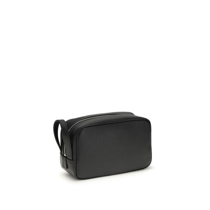 Dolce & Gabbana Black Calf Leather Bos Taurus Beauty Case