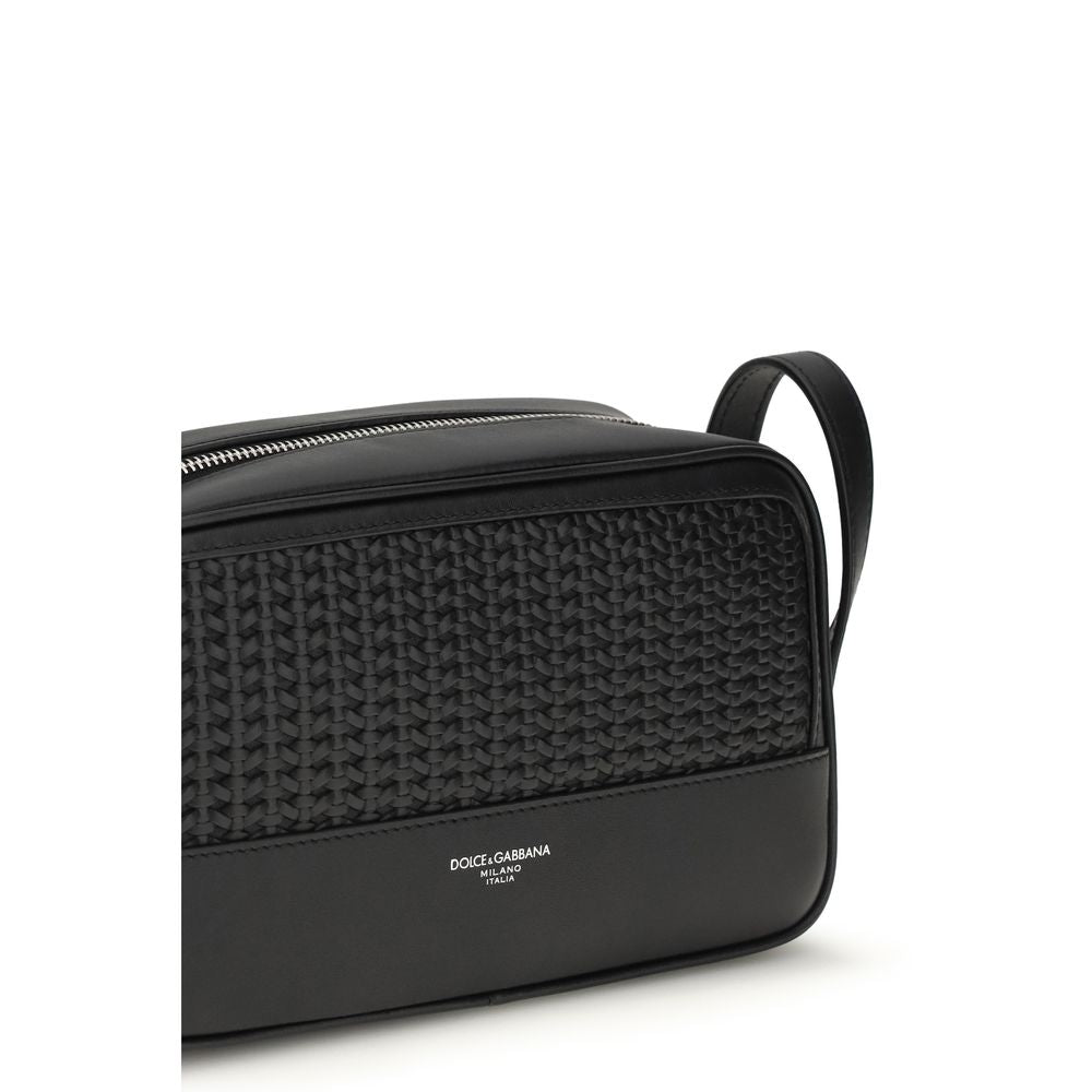 Dolce & Gabbana Black Calf Leather Bos Taurus Beauty Case