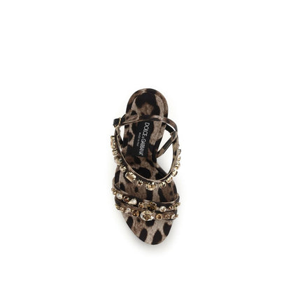 Dolce & Gabbana Keira Leopard-Print Stiletto Heel Sandals