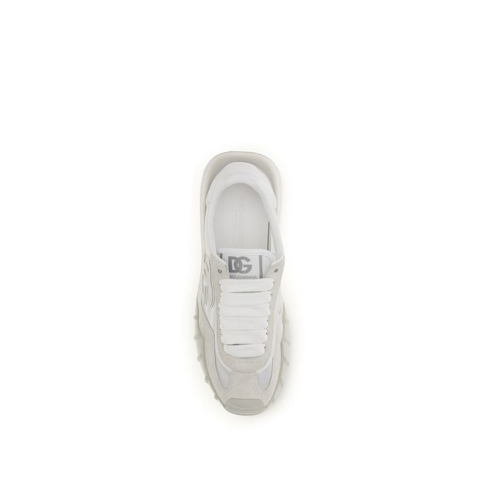 Dolce & Gabbana White Calf Leather Bos Taurus Athletic Sneakers