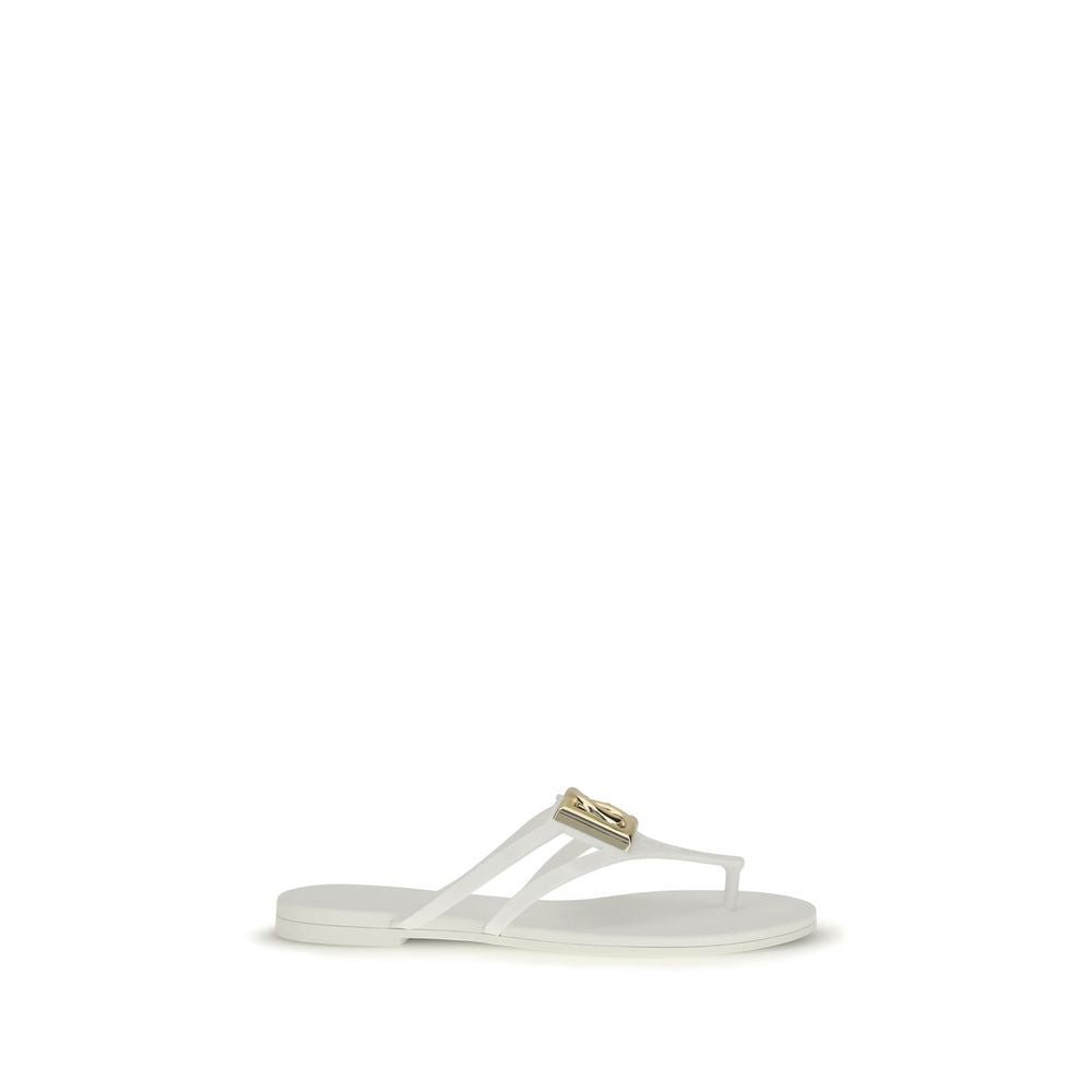Dolce & Gabbana White Rubber Flip-Flop Sandals
