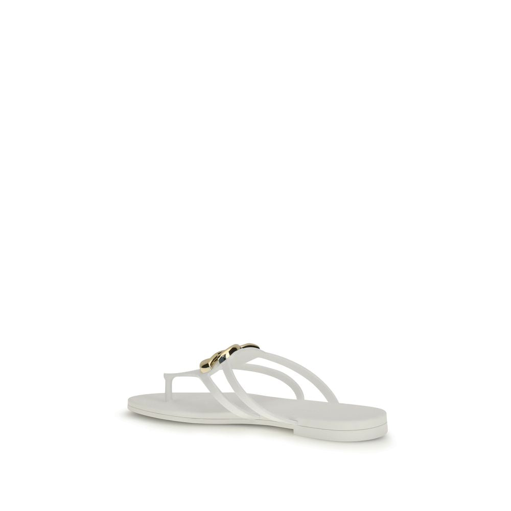 Dolce & Gabbana White Rubber Flip-Flop Sandals