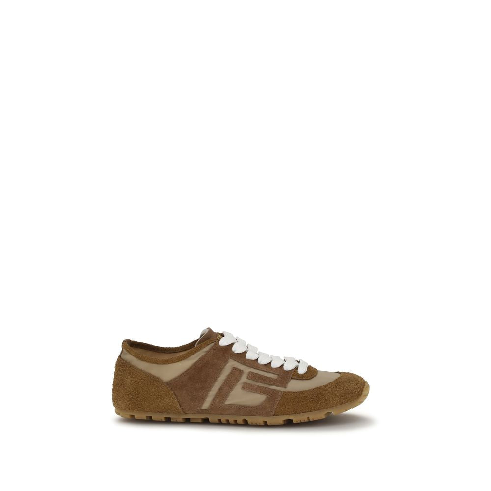 Balmain Beige Calf Leather Racer Athletic Sneakers