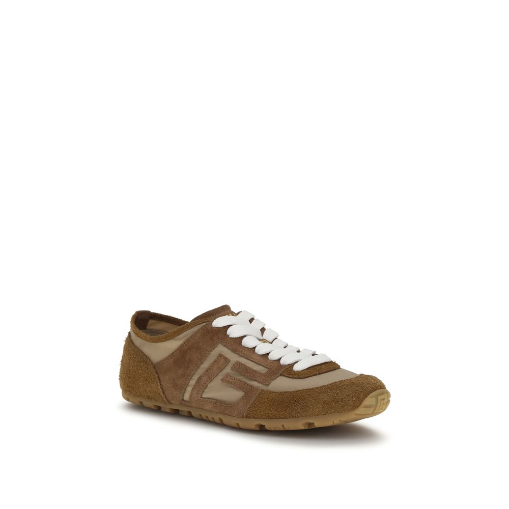 Balmain Beige Calf Leather Racer Athletic Sneakers