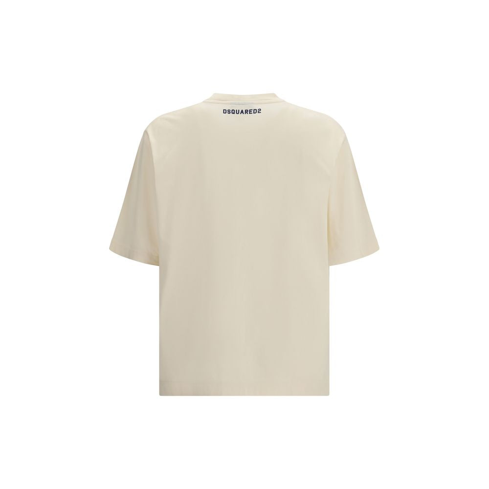 Dsquared2 Beige Cotton T-Shirt - Cucta Smoking in the Boys Room