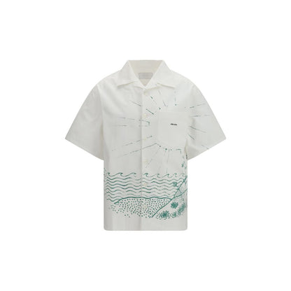Prada White Cotton Wave Print Shirt