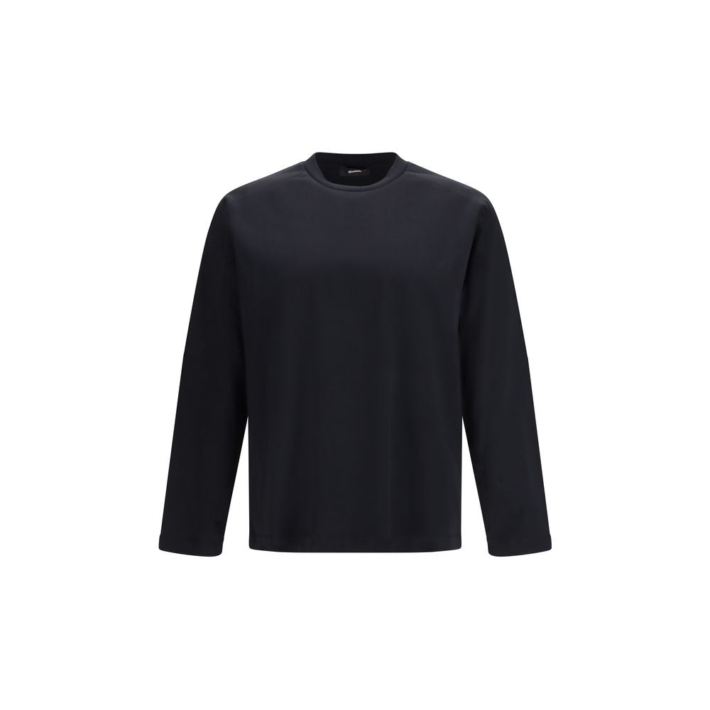LAMINAR Black Cotton Sportswear Long-Sleeved Crew Neck T-Shirt
