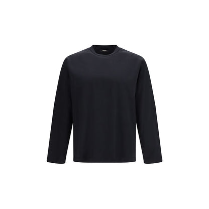 LAMINAR Black Cotton Sportswear Long-Sleeved Crew Neck T-Shirt