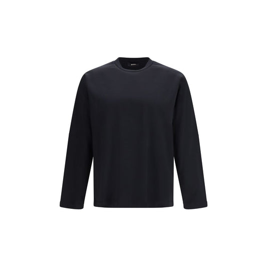 LAMINAR Black Cotton Sportswear Long-Sleeved Crew Neck T-Shirt