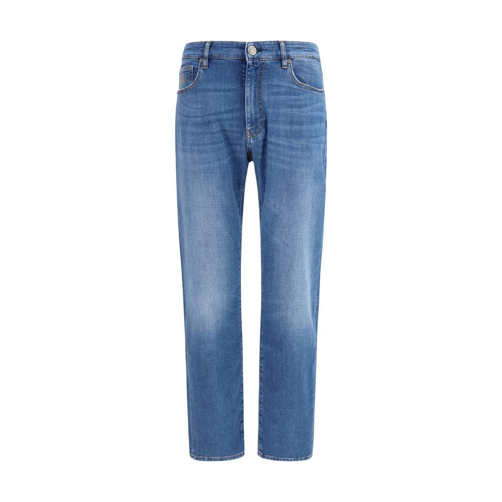 MooRER Blue Cotton Straight-Leg Jeans - Milton-15