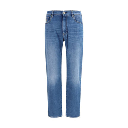 MooRER Blue Cotton Straight-Leg Jeans - Milton-15