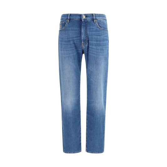 MooRER Blue Cotton Straight-Leg Jeans - Milton-15