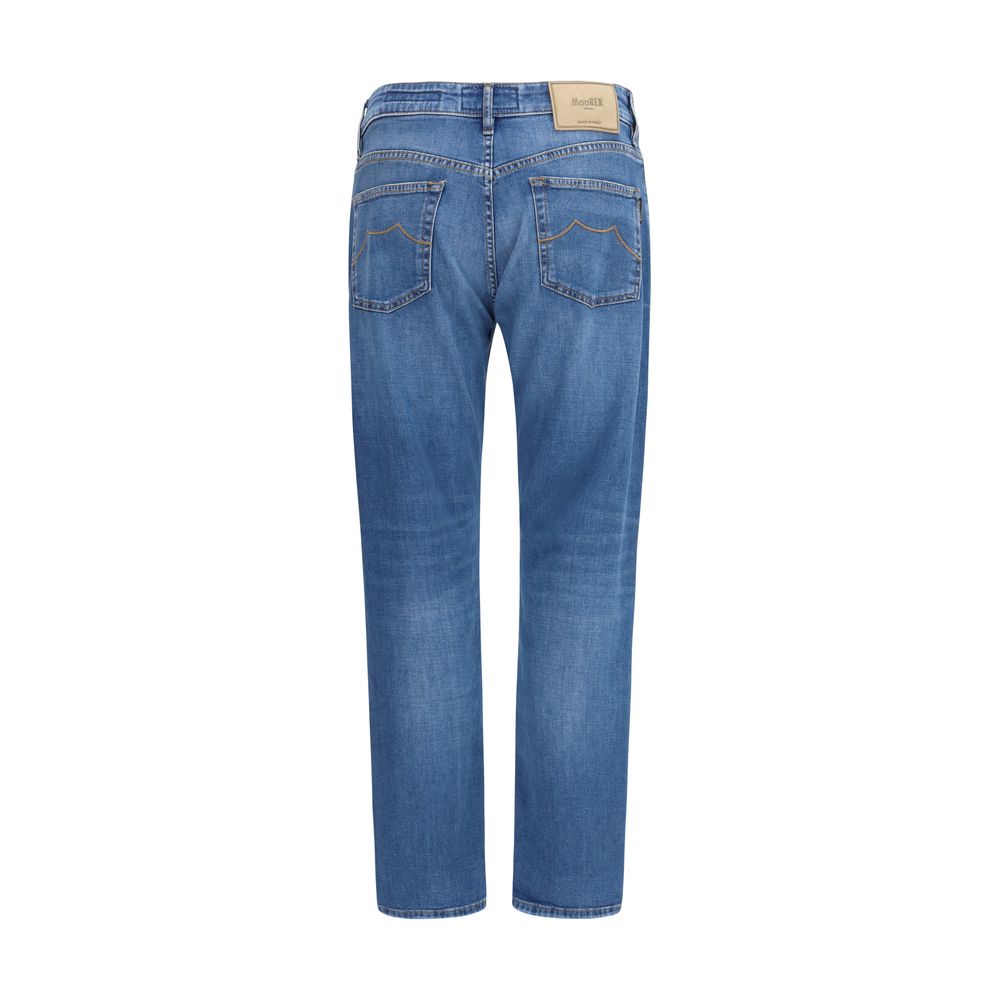 MooRER Blue Cotton Straight-Leg Jeans - Milton-15