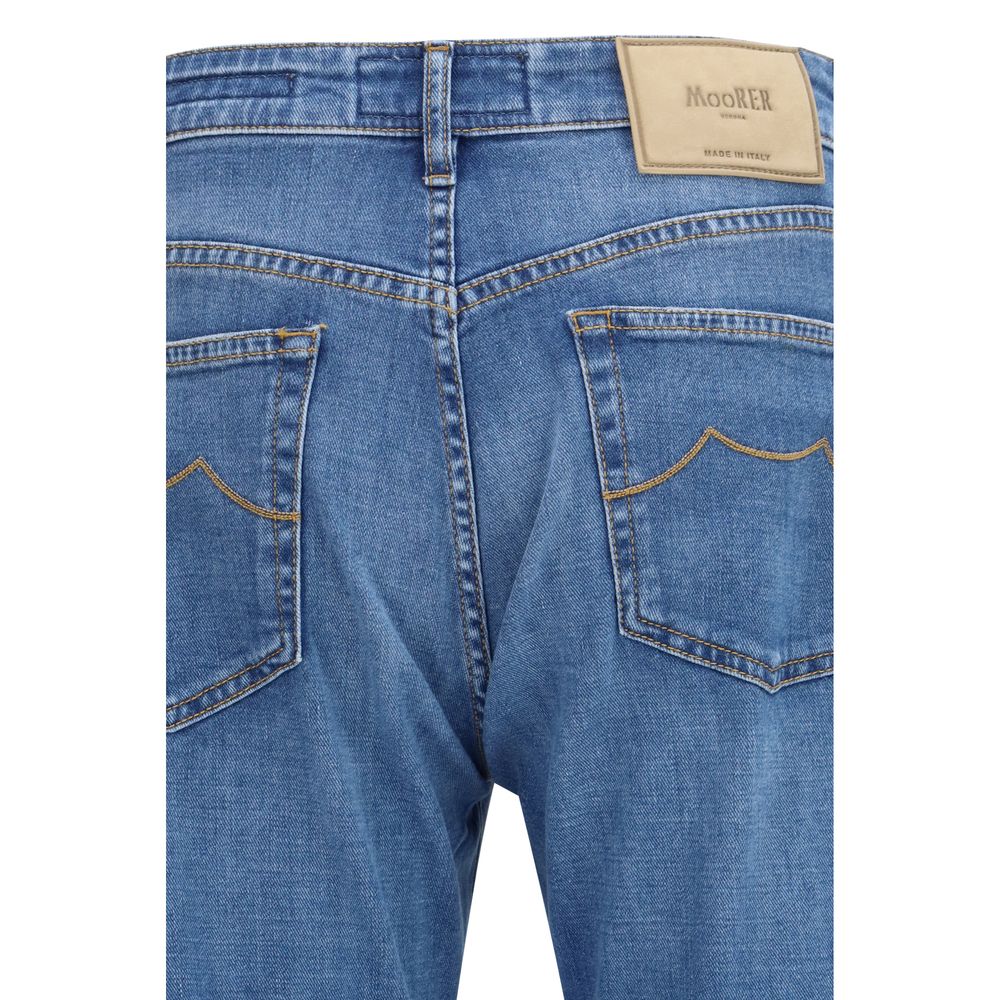 MooRER Blue Cotton Straight-Leg Jeans - Milton-15