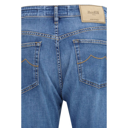 MooRER Blue Cotton Straight-Leg Jeans - Milton-15